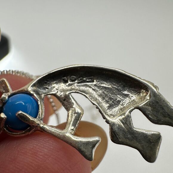 VTG Navajo Jim Calladitto Sterling Kokopelli Pendant Turquoise 925 18" necklace! - Picture 8 of 12